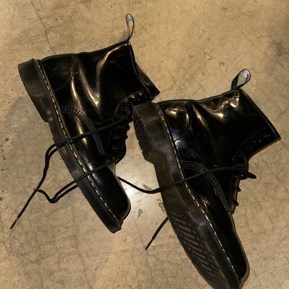 Dr. Martens Jadon HI Rainbow Patent Boots in Black - Picture 3 of 7